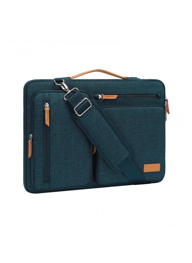 MOSISO 360 Protective Laptop Shoulder Bag,15-15.6 inch Computer Bag Compatible with MacBook Pro 16, HP, Dell, Lenovo, Asus Notebook,Side Open Messenger Bag with 4 Zipper Pockets&Handle, Teal Green