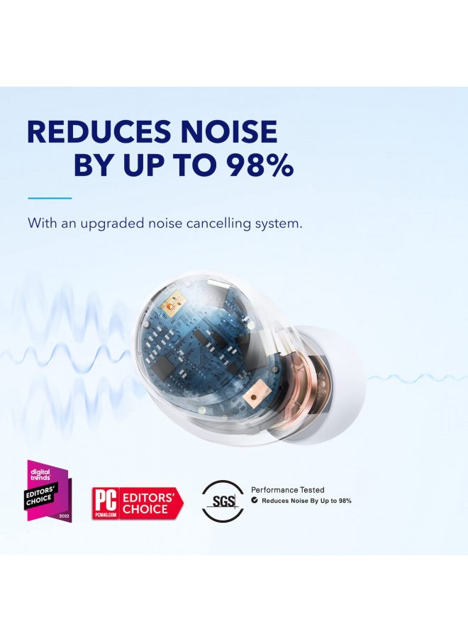 Soundcore by Anker Space A40 Auto-Adjustable Active Noise Cancelling Wireless Earbuds, Reduce Noise by Up to 98%, 50H Playtime, Comfortable Fit, App Customization, Wireless Charge (White)