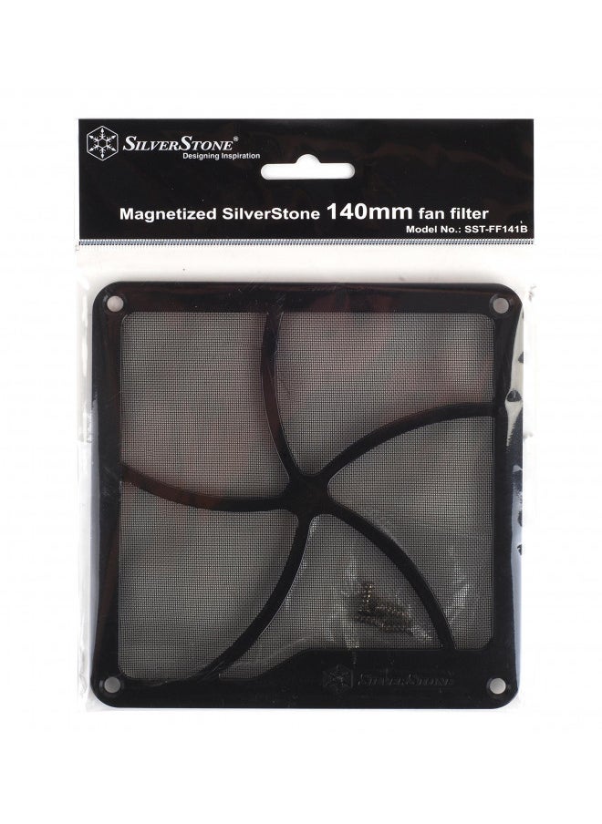 SilverStone 140mm Fan Filter with Magnet for Case Fan/Power Supply Fan and Panel Air Vent FF141B (Black)