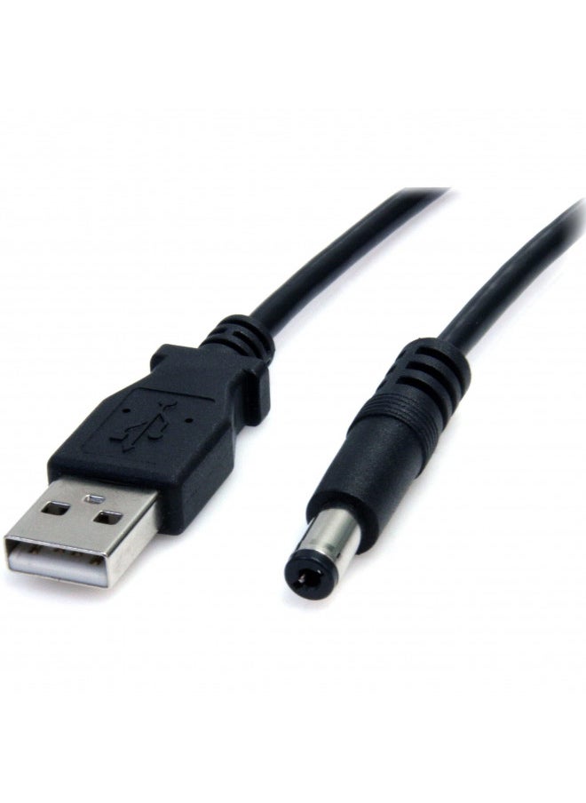 StarTech.com 3 ft USB to Type M Barrel 5V DC Power Cable - Power Cable - USB (Power Only) (M) to DC Jack 5.5 mm (M) - 3 ft - Molded - Black - USB2TYPEM