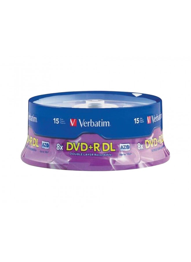 Verbatim DVD+R DL 8.5GB 8X AZO with Branded Surface - 15Pk Spindle