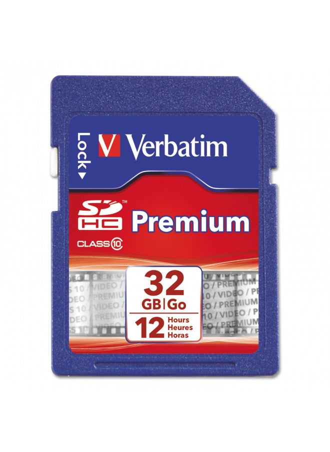 Verbatim 32GB Premium SDHC Memory Card, UHS-I Class 10, Blue