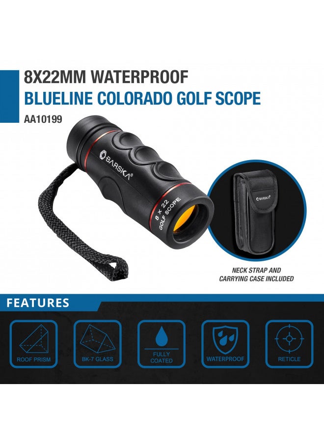 BARSKA Blueline 8x22 Waterproof Golf Scope (Yards) , Black