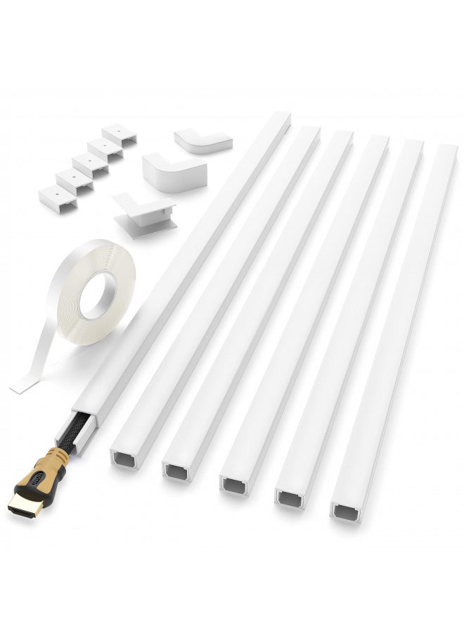 Delamu Cord Hider, 94in Cable Hider, One-Cord Cord Covers for Wall, Paintable Cable Cover Raceway, Wire Hiders for Tv on Wall, Wire Covers for Cords, Cord Cable Management, 6xL15.7 W0.59 H0.4in, White