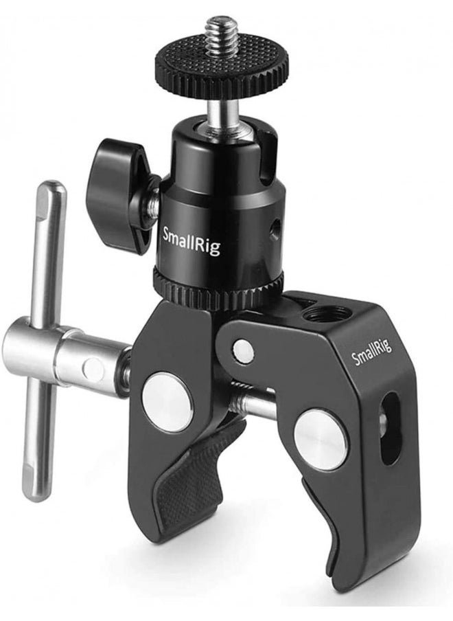 SmallRig Super Clamp Mount with Mini Ball Head Mount, Hot Shoe Adapter with 1/4 Screw for LCD Field Monitor, LED Lights, Flash, Microphone, for Gopro, for DJI Action 2, for Insta360 - 1124