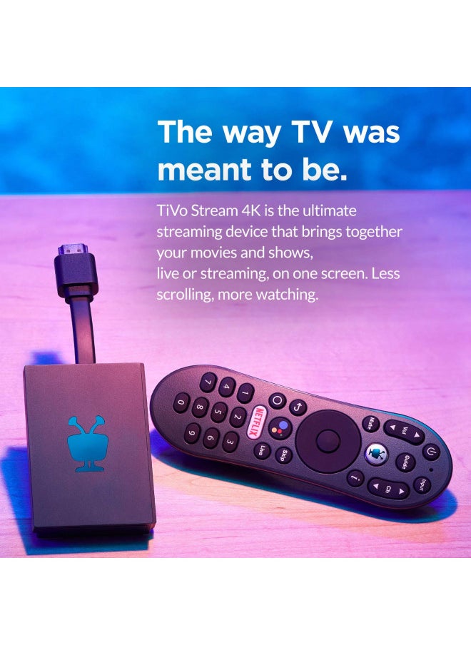 TiVo Stream 4K Every Streaming App and Live TV on One Screen 4K UHD, Dolby Vision HDR and Dolby Atmos Sound Powered by Android TV Plug-In Smart TV