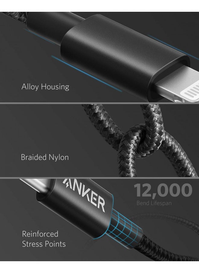 Anker iPhone Fast Charging Cable - 6ft Nylon USB-C to Lightning Cord, MFi Certified for iPhone 13/12/11/X/8, AirPods Pro, Durable for Daily Use, Ideal for Travel