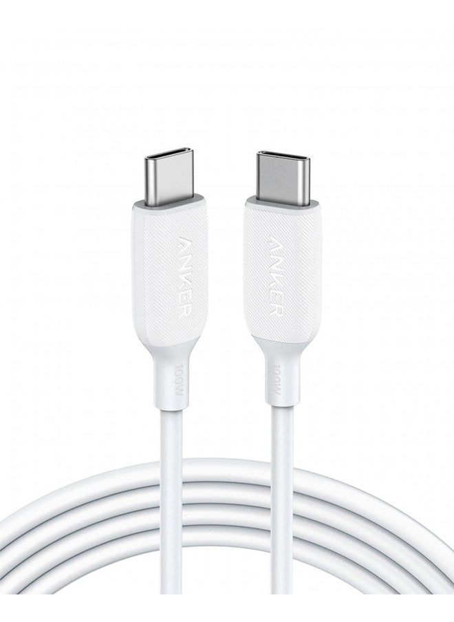 Anker Powerline III USB C to C 100W 6ft Charging Cable for iPhone 15/15 Pro, iPad Mini 6, iPad Air 4, MacBook Pro, Samsung Galaxy S23+/S23 Ultra (White)