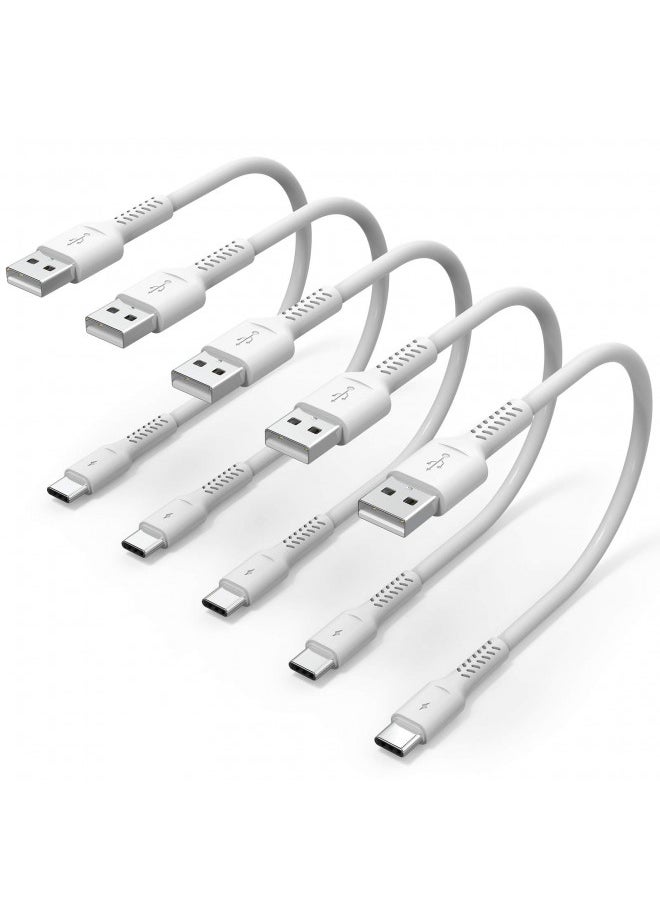 6 inch Short USB C Cord Fast Charge 5 Pack Durable USB A to USB Type C 3A Fast Charging Cable for Charging Station Compatible with Samsung Galaxy Note 20 A20 A51 S10 S20 Plus Ultra LG Stylo K51