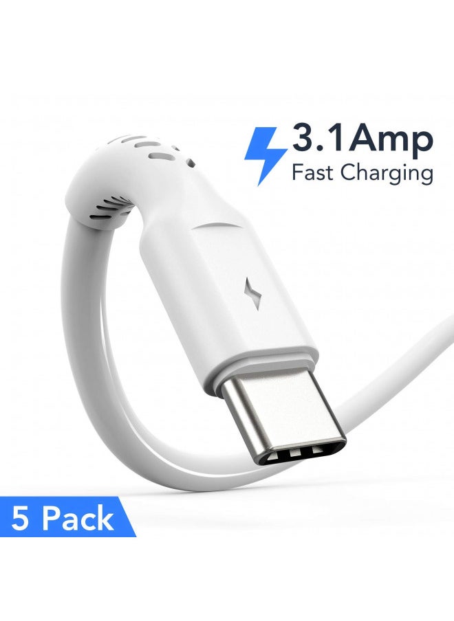 6 inch Short USB C Cord Fast Charge 5 Pack Durable USB A to USB Type C 3A Fast Charging Cable for Charging Station Compatible with Samsung Galaxy Note 20 A20 A51 S10 S20 Plus Ultra LG Stylo K51