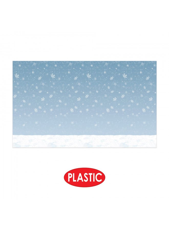 Beistle Winter Sky Wall Backdrop, 4 x 30 Photo Backdrop, Easy to Adhere Wall Covering, Party Decor, Winter Backdrop, Winter Wonderland Snowflakes, Holiday Scene, Photography Backdrop