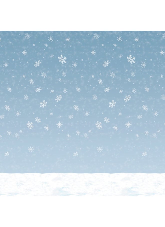 Beistle Winter Sky Wall Backdrop, 4 x 30 Photo Backdrop, Easy to Adhere Wall Covering, Party Decor, Winter Backdrop, Winter Wonderland Snowflakes, Holiday Scene, Photography Backdrop