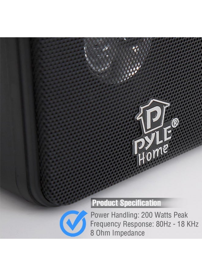 Pyle Home 4 Mini Cube Bookshelf Speakers-Paper Cone Driver, 200 Watt Power, 8 Ohm Impedance, Video Shielding, Home Theater Application and Audio Stereo Surround Sound System - 1 Pair -PCB4BK (Black)