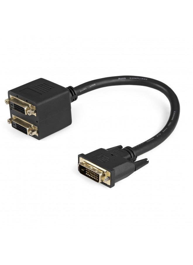 StarTech.com 1ft DVI Splitter Cable - M / F - DVI-D to 2x DVI-D Dual Video Splitter for Your Split Screen Computer Monitor (DVISPL1DD), Black