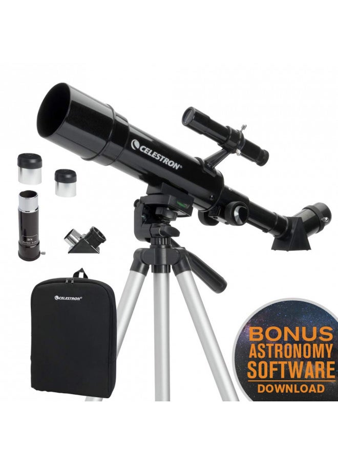 Celestron - 50mm Travel Scope - Portable Refractor Telescope - Fully-Coated Glass Optics - Ideal Telescope for Beginners - BONUS Astronomy Software Package