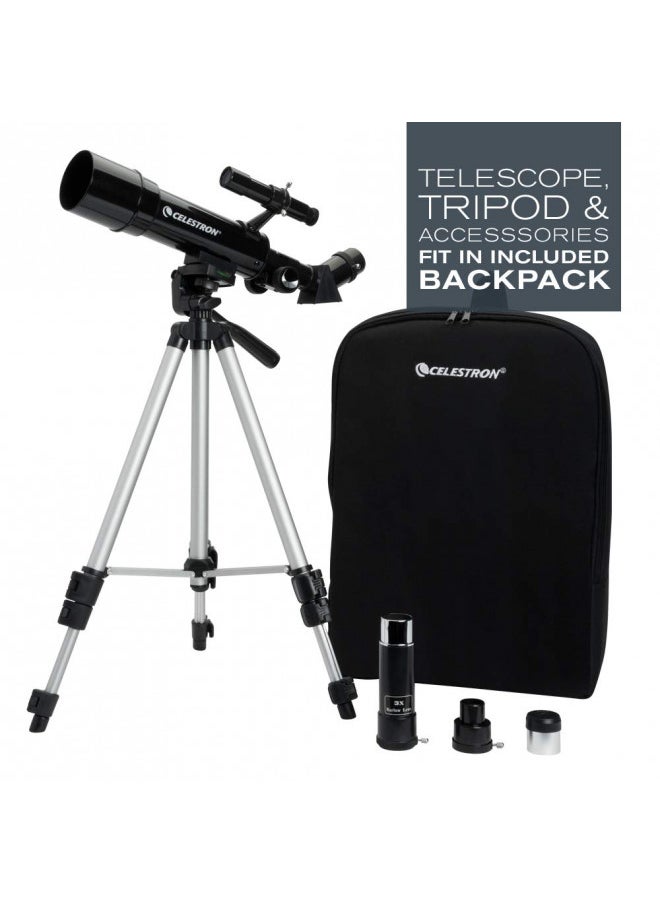 Celestron - 50mm Travel Scope - Portable Refractor Telescope - Fully-Coated Glass Optics - Ideal Telescope for Beginners - BONUS Astronomy Software Package