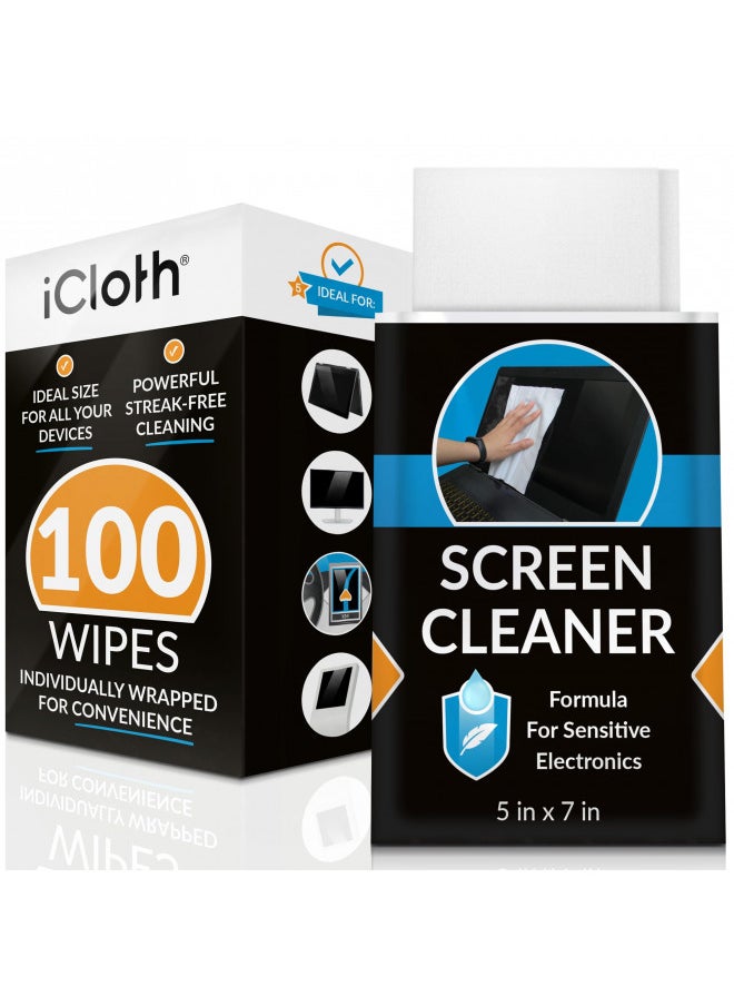 Screen Cleaner Wipes by iCloth Individually Wrapped Ideal for Travel Size Toiletries Streak-Free Clean Your Phone, Laptop, Computer Screen and More 5 x 7