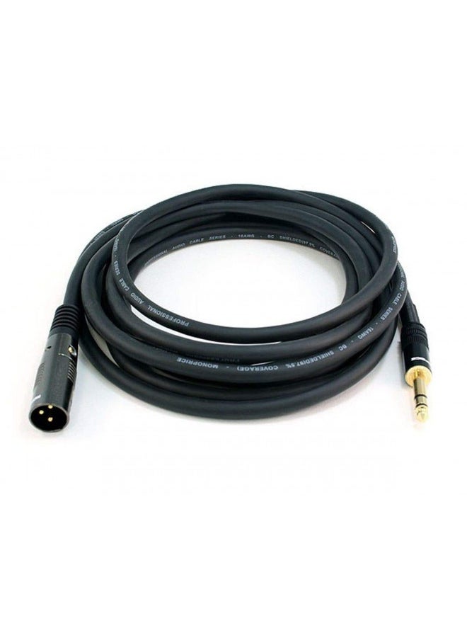 Monoprice XLR Male to 1/4-Inch TRS Male Cable - 10 Feet - Black, 16AWG, Gold Plated - Premier Series