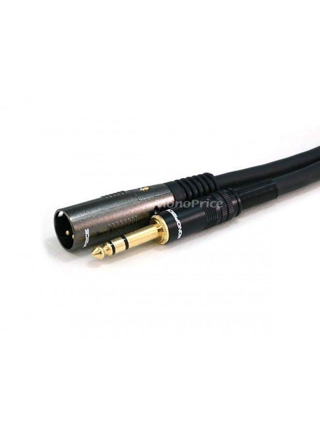 Monoprice XLR Male to 1/4-Inch TRS Male Cable - 10 Feet - Black, 16AWG, Gold Plated - Premier Series