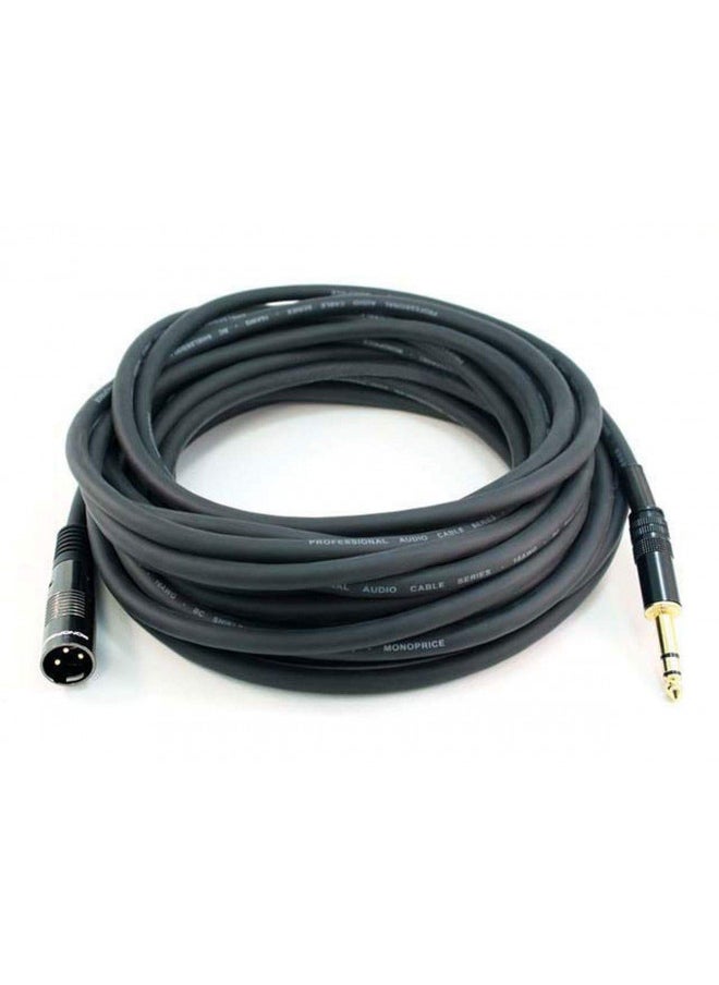 Monoprice XLR Male to 1/4-Inch TRS Male Cable - 10 Feet - Black, 16AWG, Gold Plated - Premier Series