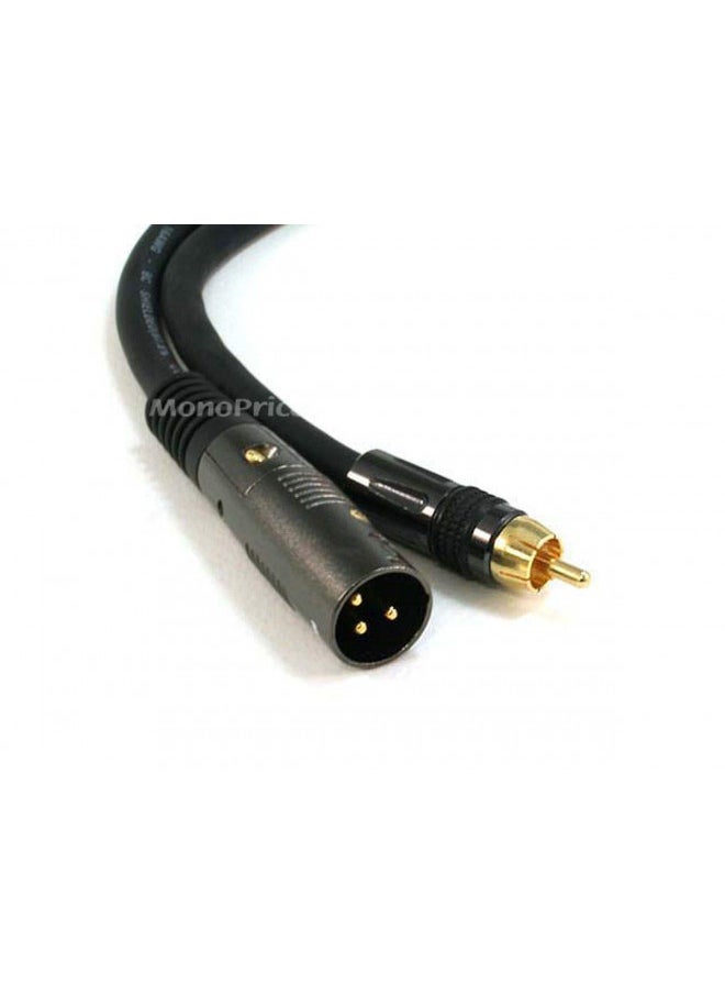 Monoprice XLR Male to RCA Male Cable - 15 Feet - Black, 16AWG Shielded Twisted Pair Oxygen-Free Copper Braid Conductors, E21 Gold Plated Connectors - Premier Series