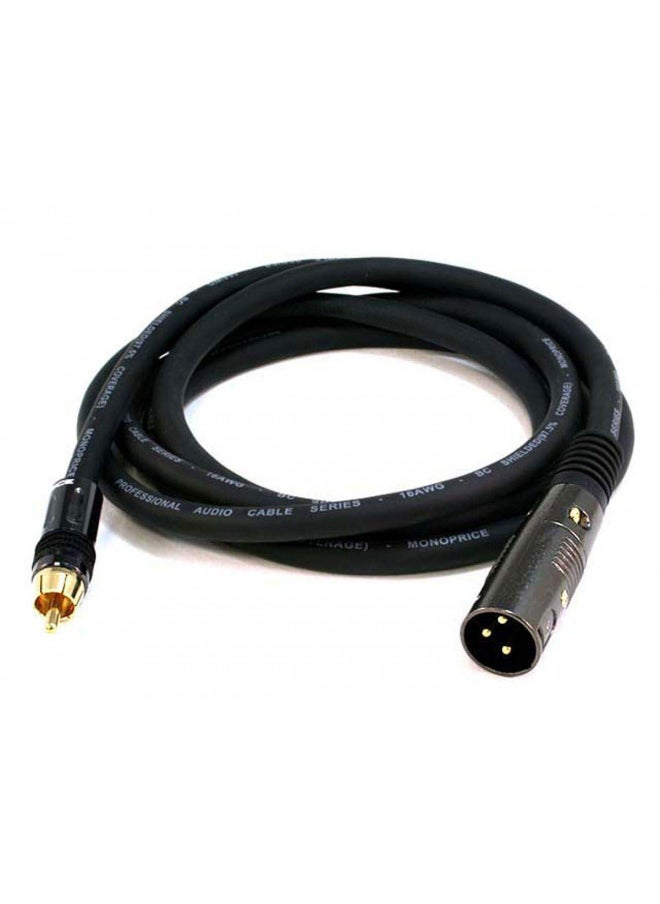 Monoprice XLR Male to RCA Male Cable - 15 Feet - Black, 16AWG Shielded Twisted Pair Oxygen-Free Copper Braid Conductors, E21 Gold Plated Connectors - Premier Series