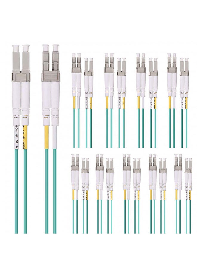 10Gtek Fiber Patch Cable - LC to LC OM3 10Gb/Gigabit Multi-Mode Jumper Duplex 50/125m LSZH Fiber Optic Cord for SFP Transceiver, Aqua, 10-Meter(32.8ft), 10-Pack