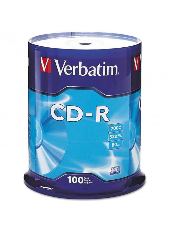 Verbatim CD-R Blank Discs 700MB 80 Minutes 52X Recordable Disc for Data and Music - 100pk Spindle