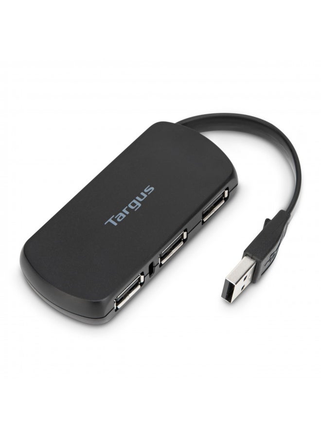 Targus 4-Port USB 2.0 Hub with Sleek and Travel Friendly, Black (ACH114US)