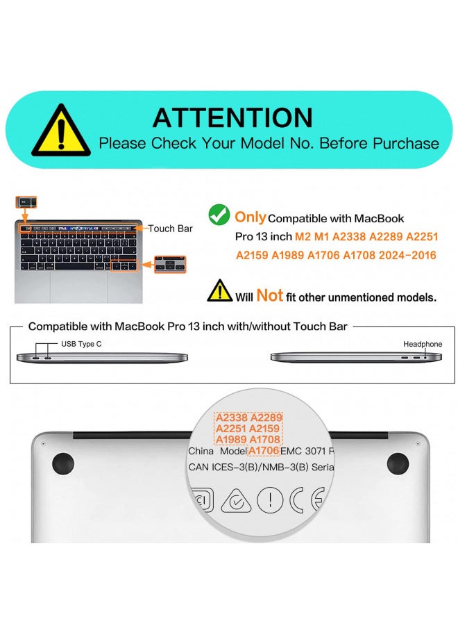 MOSISO Compatible with MacBook Pro 13 inch Case M2 2024, 2023, 2022-2016 A2338 M1 A2251 A2289 A2159 A1989 A1708 A1706 with/Without Touch Bar, Plastic Hard Shell Case Cover, Crystal Clear