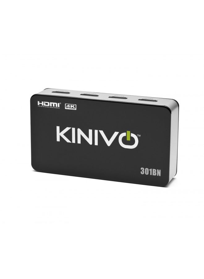 HDMI Switch 4K HDR, Kinivo (3 Port, 4K 30Hz, Auto-Switching, IR Wireless Remote)