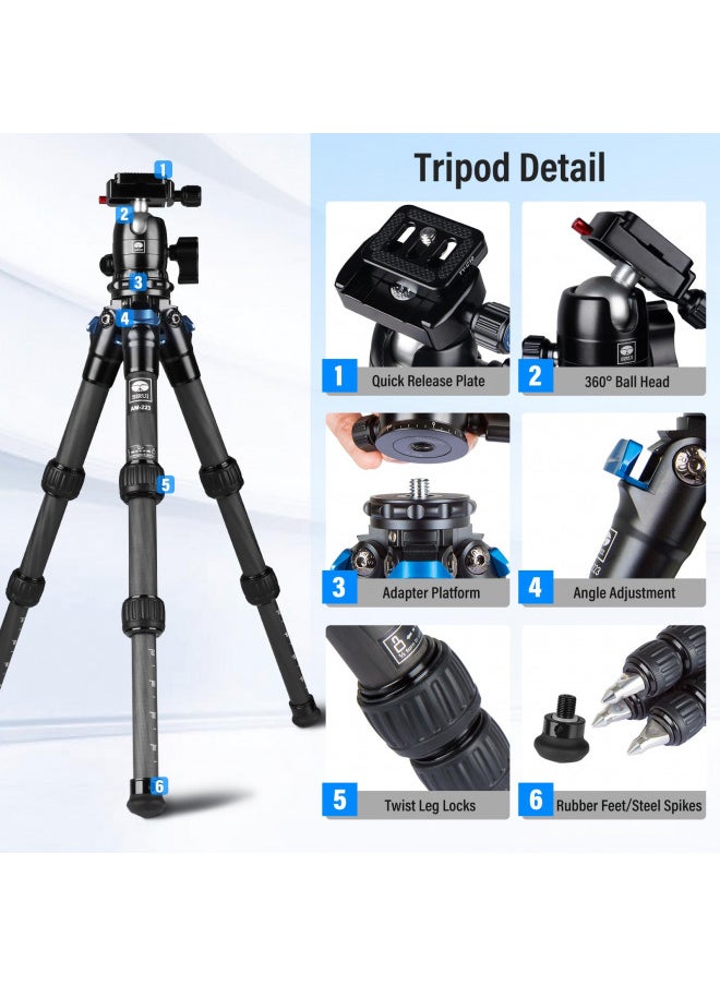 SIRUI Carbon Fiber Travel Tripod with 360° B-00K Arca-Swiss Ballhead, Mini Desktop Tripod for Mirrorless Cameras, Folded Height 12.1