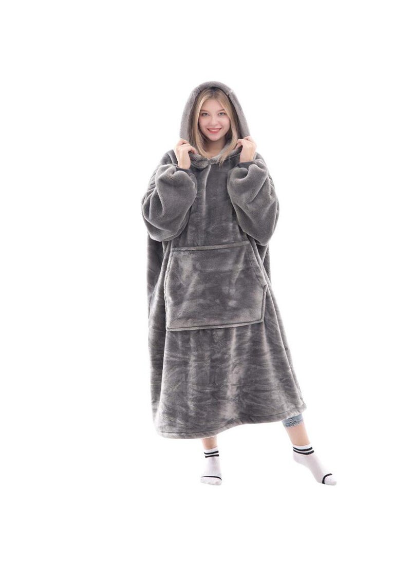 1 x 5 pcs D60 Thin Long Sleeve Hooded Christmas Bathrobe Grey