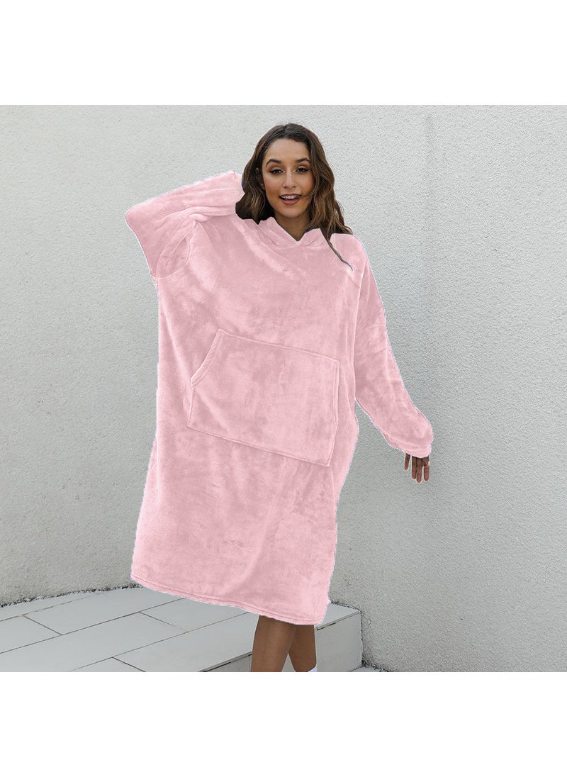 1 x 5 pcs D60 Thin Long Sleeve Hooded Christmas Bathrobe Pink