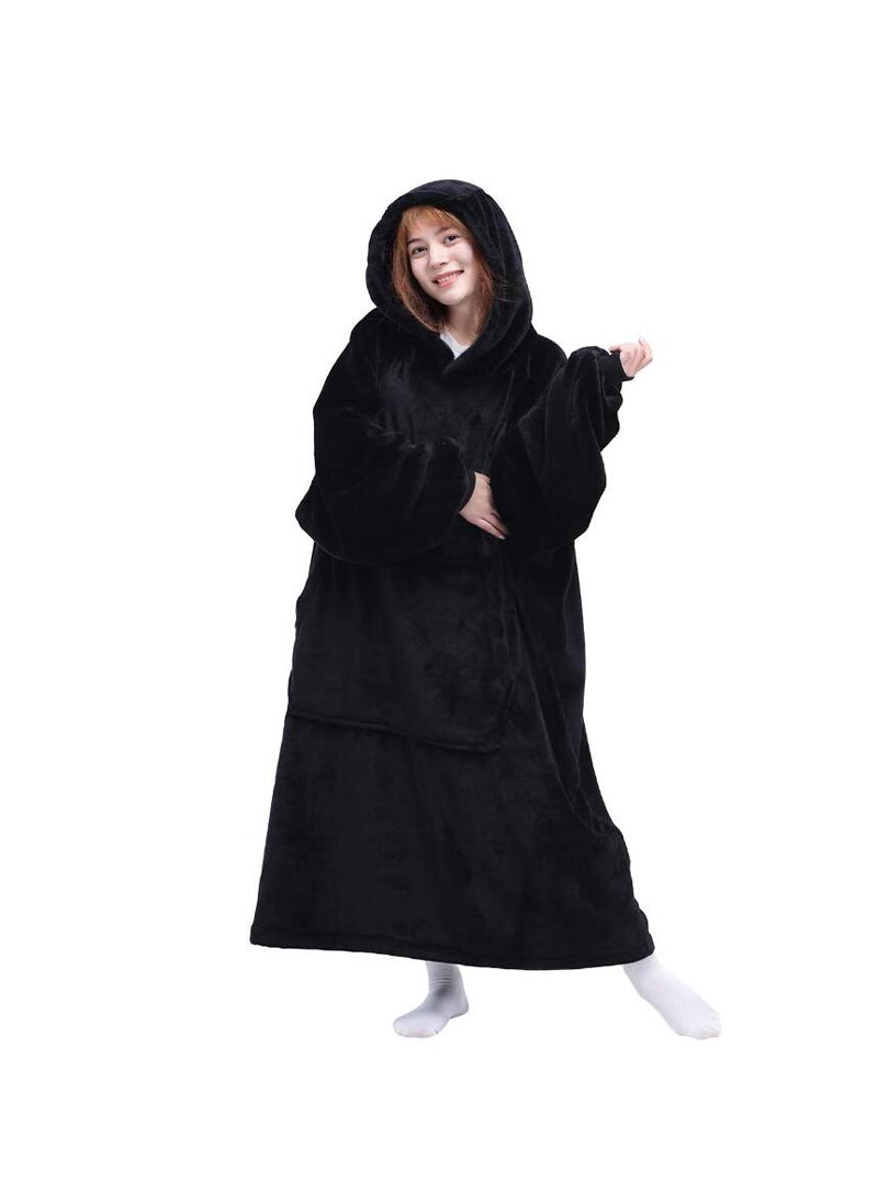 1 x 5 pcs D60 Thin Long Sleeve Hooded Christmas Bathrobe Black