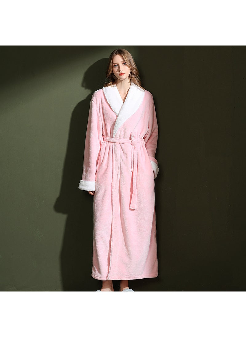 Thick Fleece Couples Bathrobe Autumn Winter 1618 Pink-Female