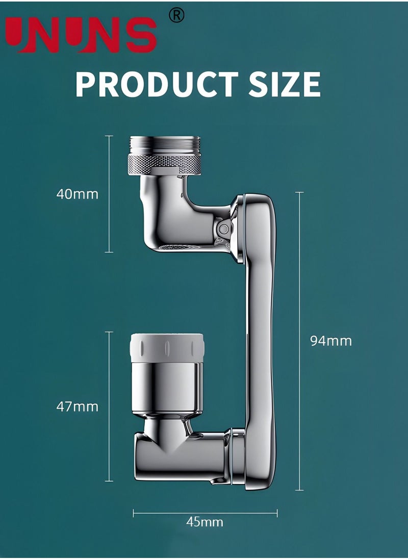 Universal Rotating Faucet Extender 1080° Large-Angle Rotating Robotic Arm Water Nozzle Faucet Adaptor,Faucet Aerator,Splash Filter Kitchen Tap Extend,Faucets Bubbler