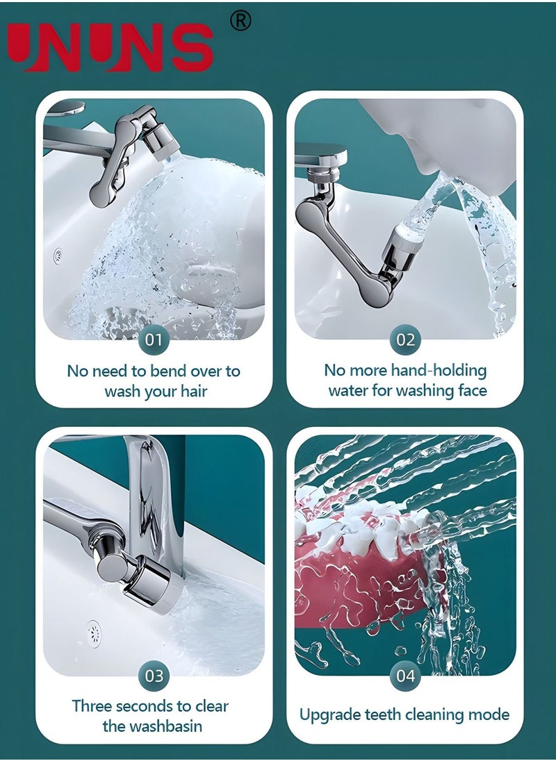 Universal Rotating Faucet Extender 1080° Large-Angle Rotating Robotic Arm Water Nozzle Faucet Adaptor,Faucet Aerator,Splash Filter Kitchen Tap Extend,Faucets Bubbler