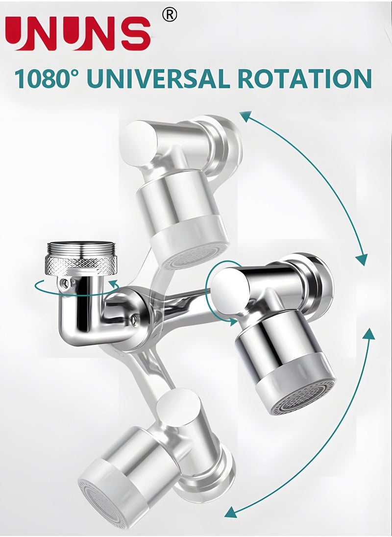 Universal Rotating Faucet Extender 1080° Large-Angle Rotating Robotic Arm Water Nozzle Faucet Adaptor,Faucet Aerator,Splash Filter Kitchen Tap Extend,Faucets Bubbler