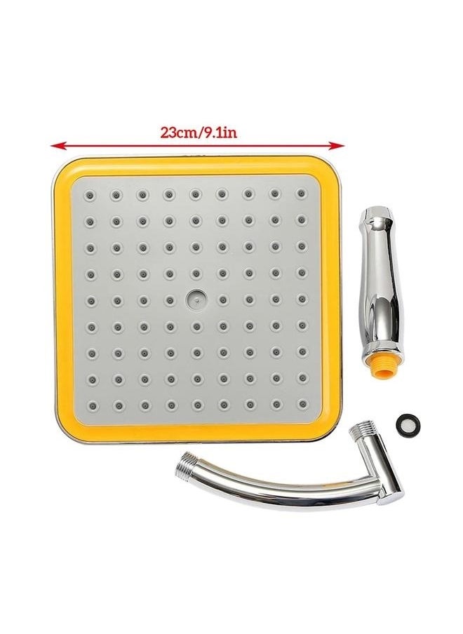 Square Top Rainfall Shower Head Silver/Yellow 22x5x200mm,Bathroom Rainfall Shower Head Large Flow Supercharge Rainfall Showerhead Bathroom Faucet Replacement