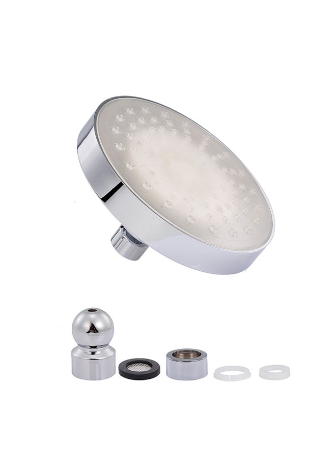 Automatically Colour-Changing LED Rainfall Round Shower Head Silver/Clear 6inch