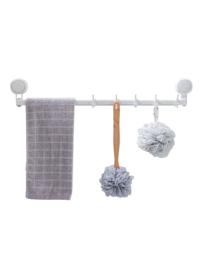 Towel Holder With Hooks White 67.4cm