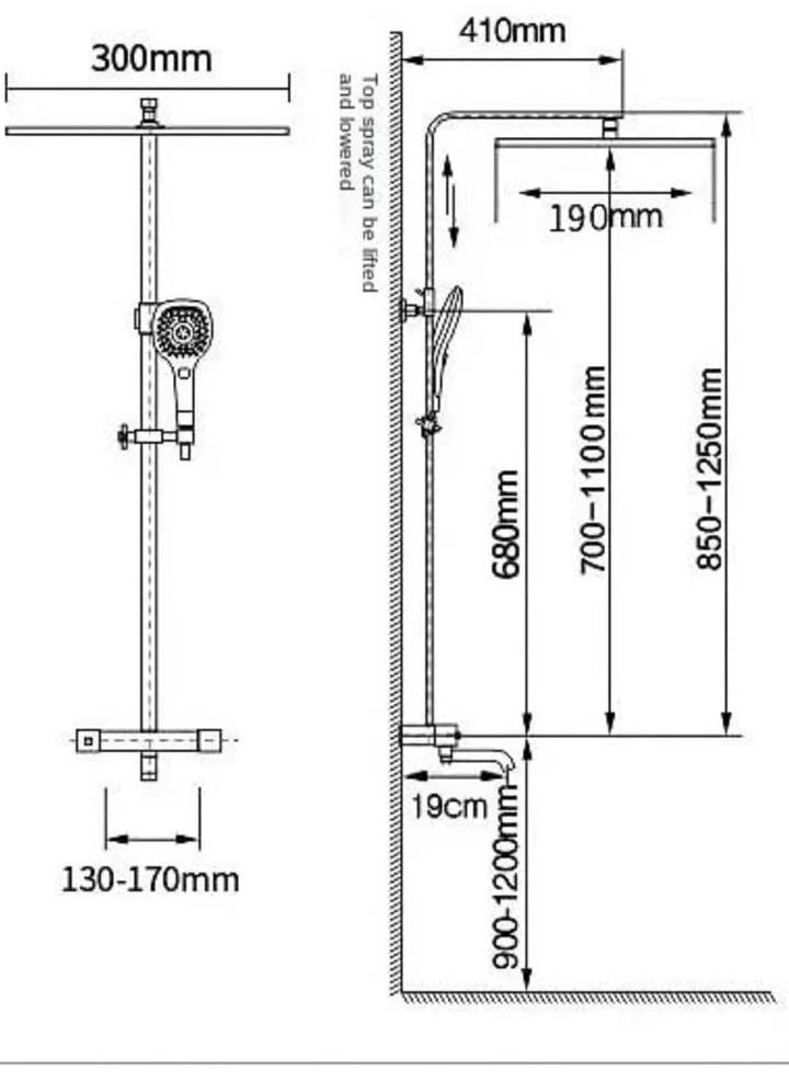 Shower Set, Thermostaticc Shower Faucet Set WallI Mounted Shower Faucet Set Piano and Shower Keys with Bath Spout, Hand Sprayer