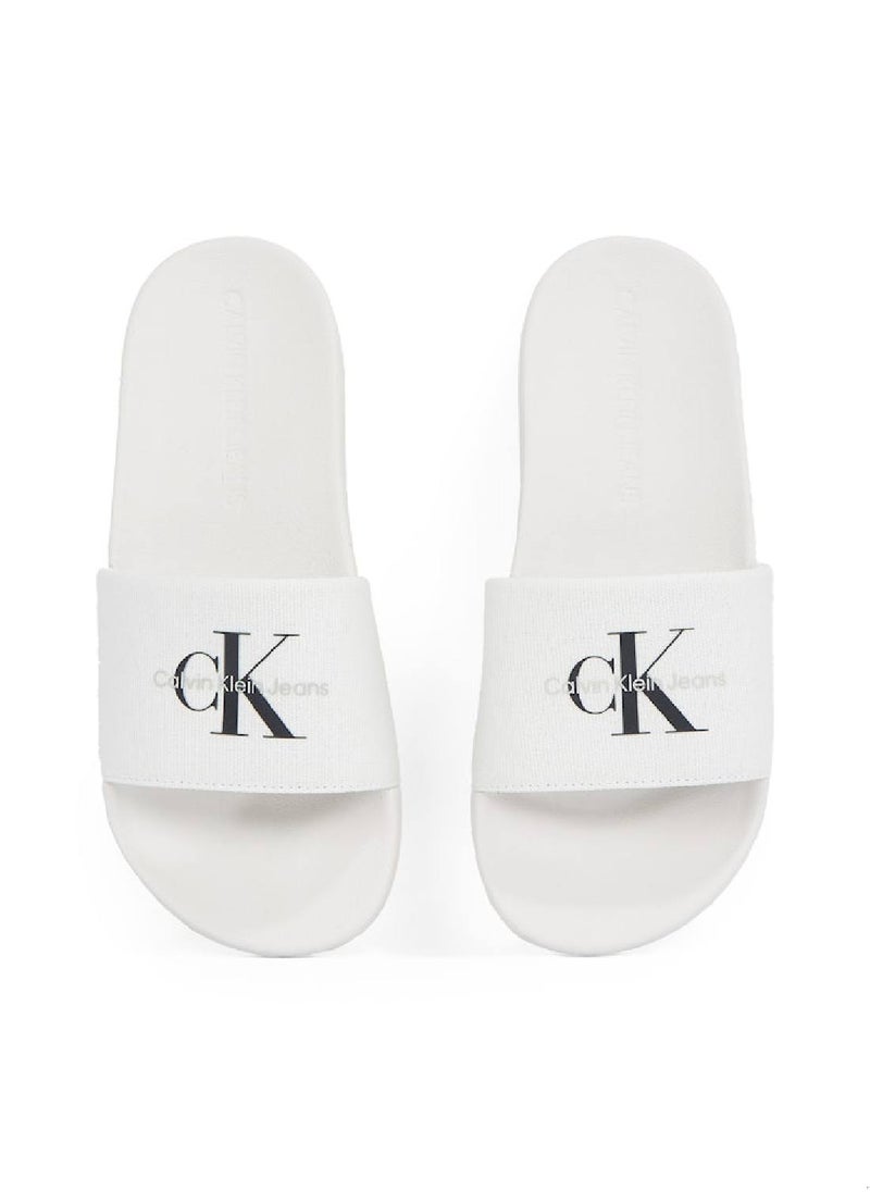 Women's Monogram Slides - Cotton, White