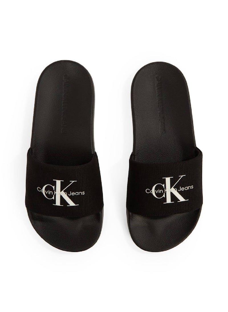 Women's Monogram Slides - Cotton, Black