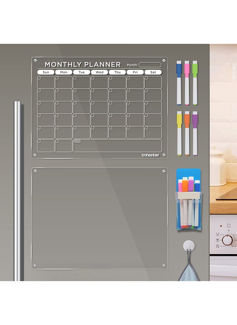 Acrylic Magnetic Dry-Erase Calendar Board AMonth + Memo