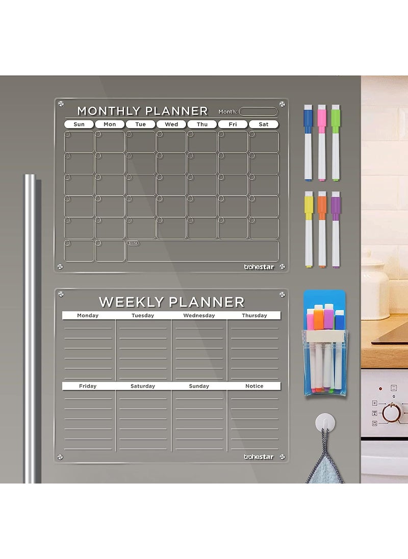 Acrylic Magnetic Dry-Erase Calendar Board Month + Week