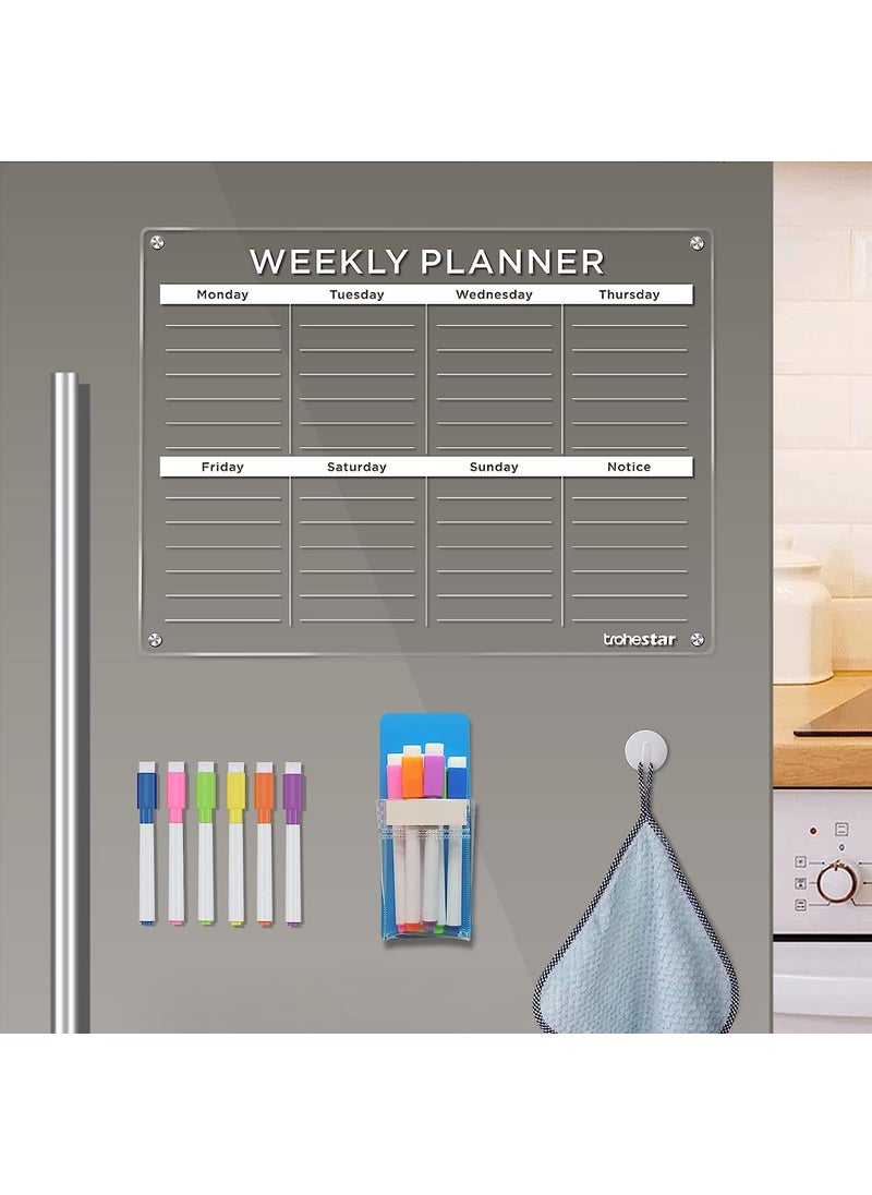 Acrylic Magnetic Dry-Erase Calendar Board Week