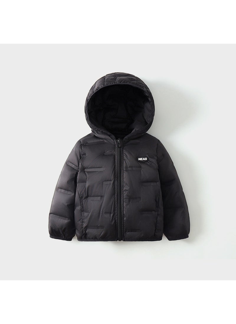 Fashionable Hooded Kids Winter Down Jacket Black