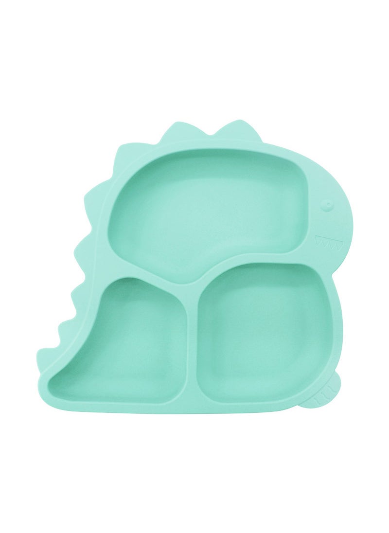 1 x 5 pcs Kids Silicone Dinosaur Feeding Plate Set Mint Green 167g (Dinosaur plate)